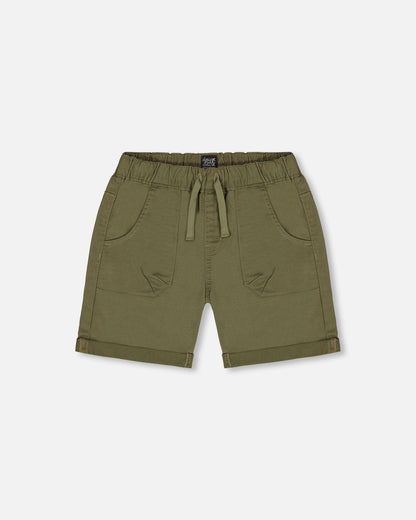 Stretch Twill Short Dark Olive Green-0