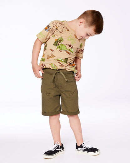 Stretch Twill Short Dark Olive Green-2