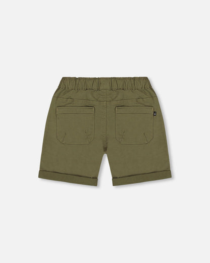 Stretch Twill Short Dark Olive Green-3