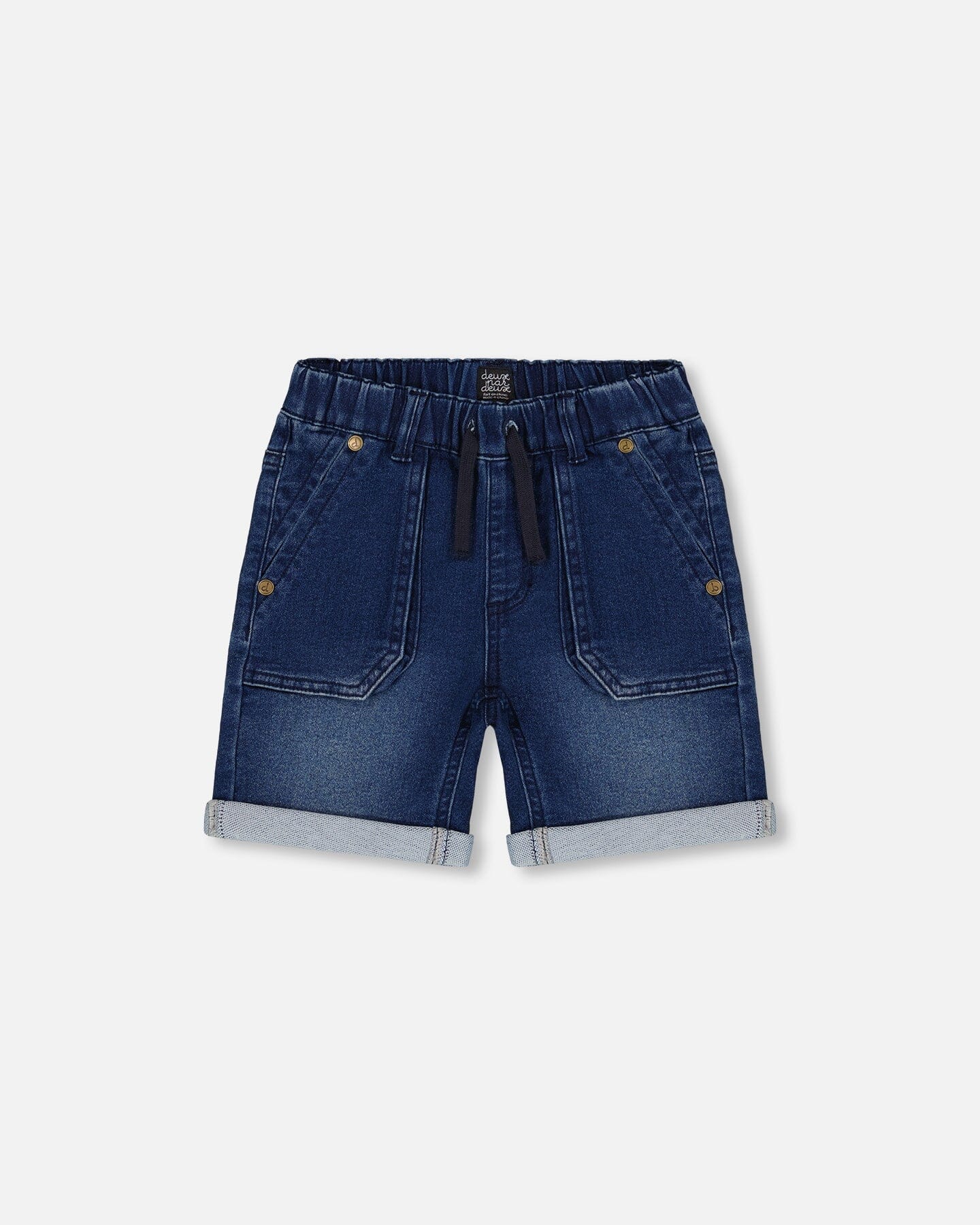 French Terry Denim Short Dark Denim Blue-0