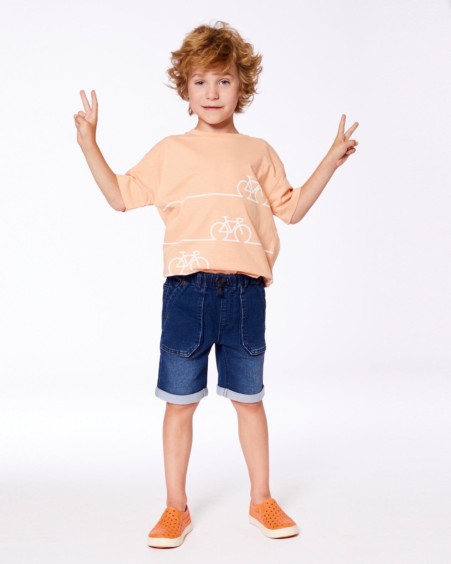 French Terry Denim Short Dark Denim Blue-2