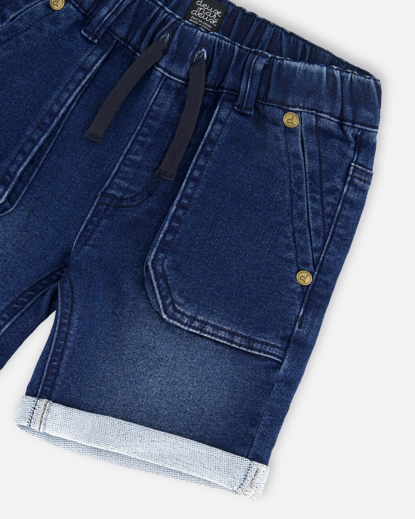 French Terry Denim Short Dark Denim Blue-4