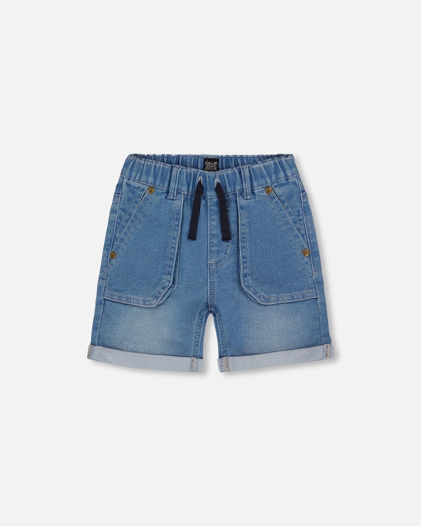 French Terry Denim Short Denim Blue-0