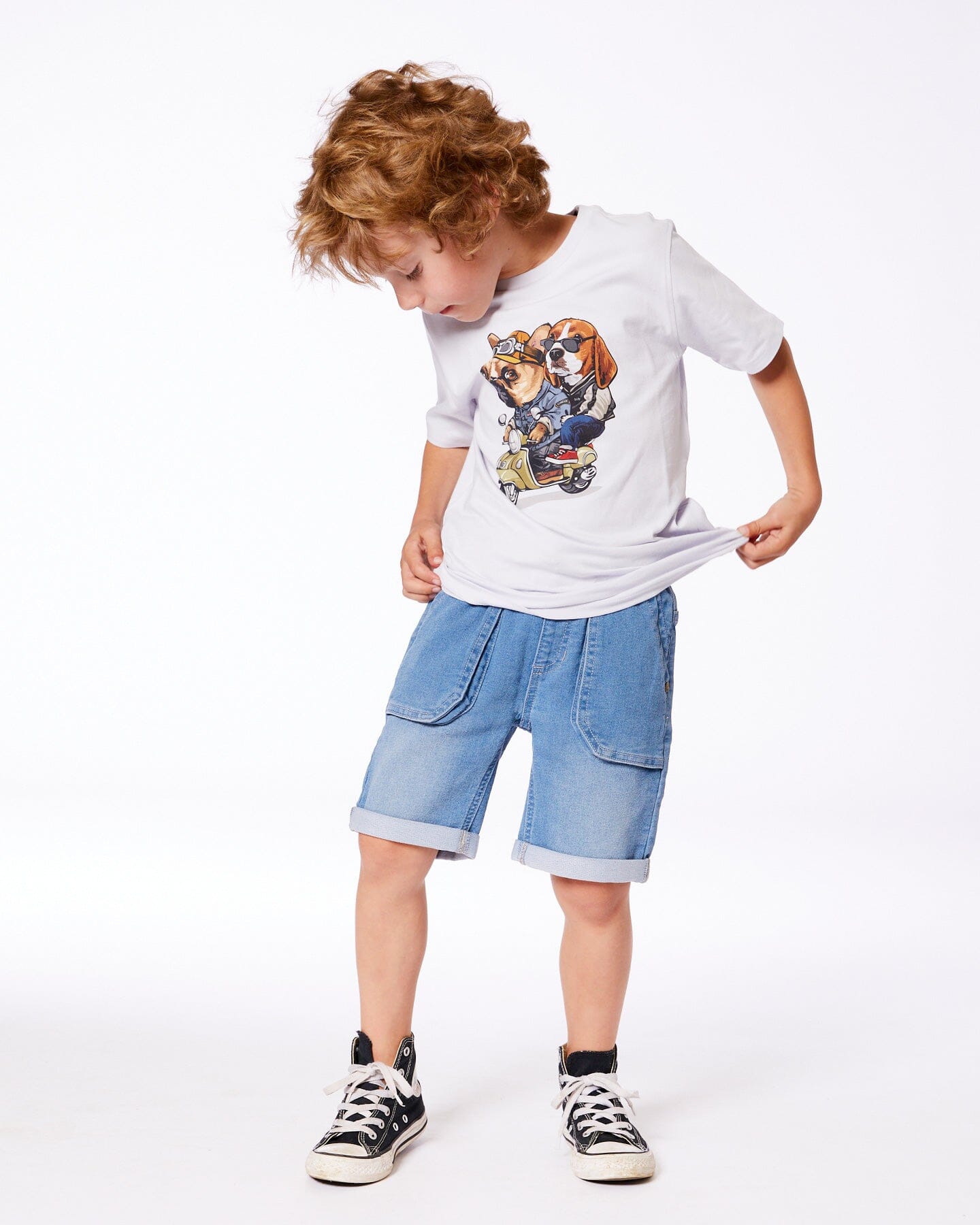 French Terry Denim Short Denim Blue-2