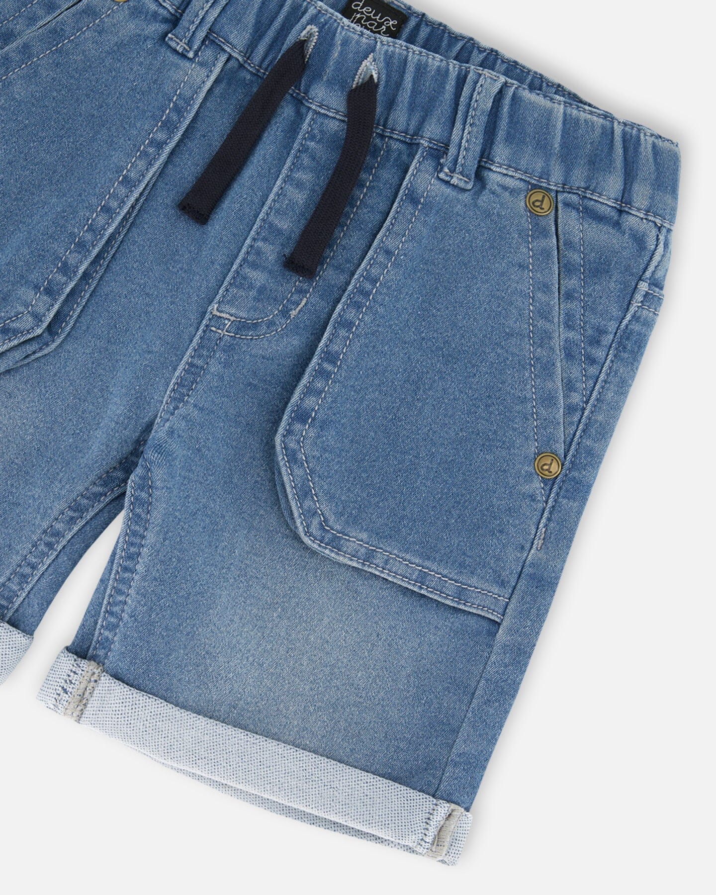 French Terry Denim Short Denim Blue-4
