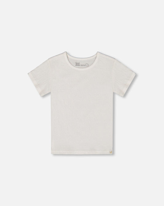Crinkle Short Sleeve Top White-0