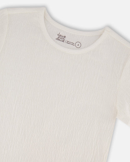 Crinkle Short Sleeve Top White-3