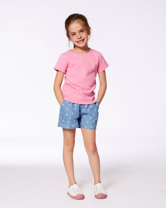 Crinkle Short Sleeve Top Candy Pink-1