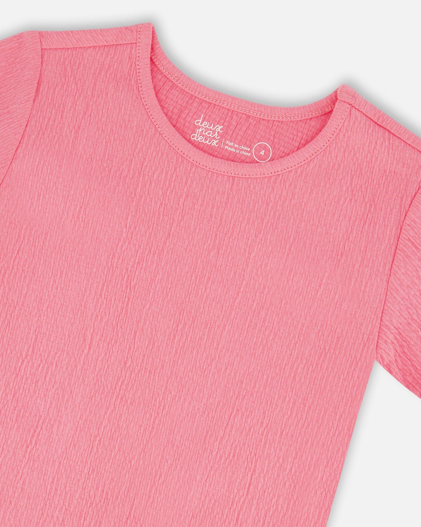 Crinkle Short Sleeve Top Candy Pink-3