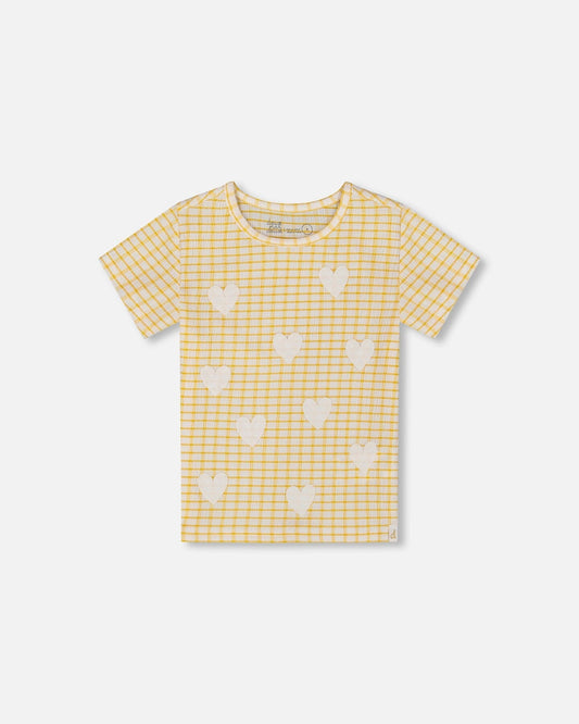 Crinkle Top With Applique Pale Yellow And White-0