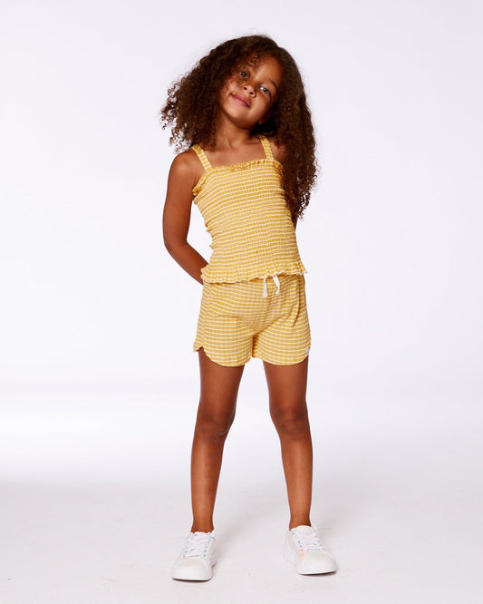 Smocked Tank Top Pale Yellow And White-1