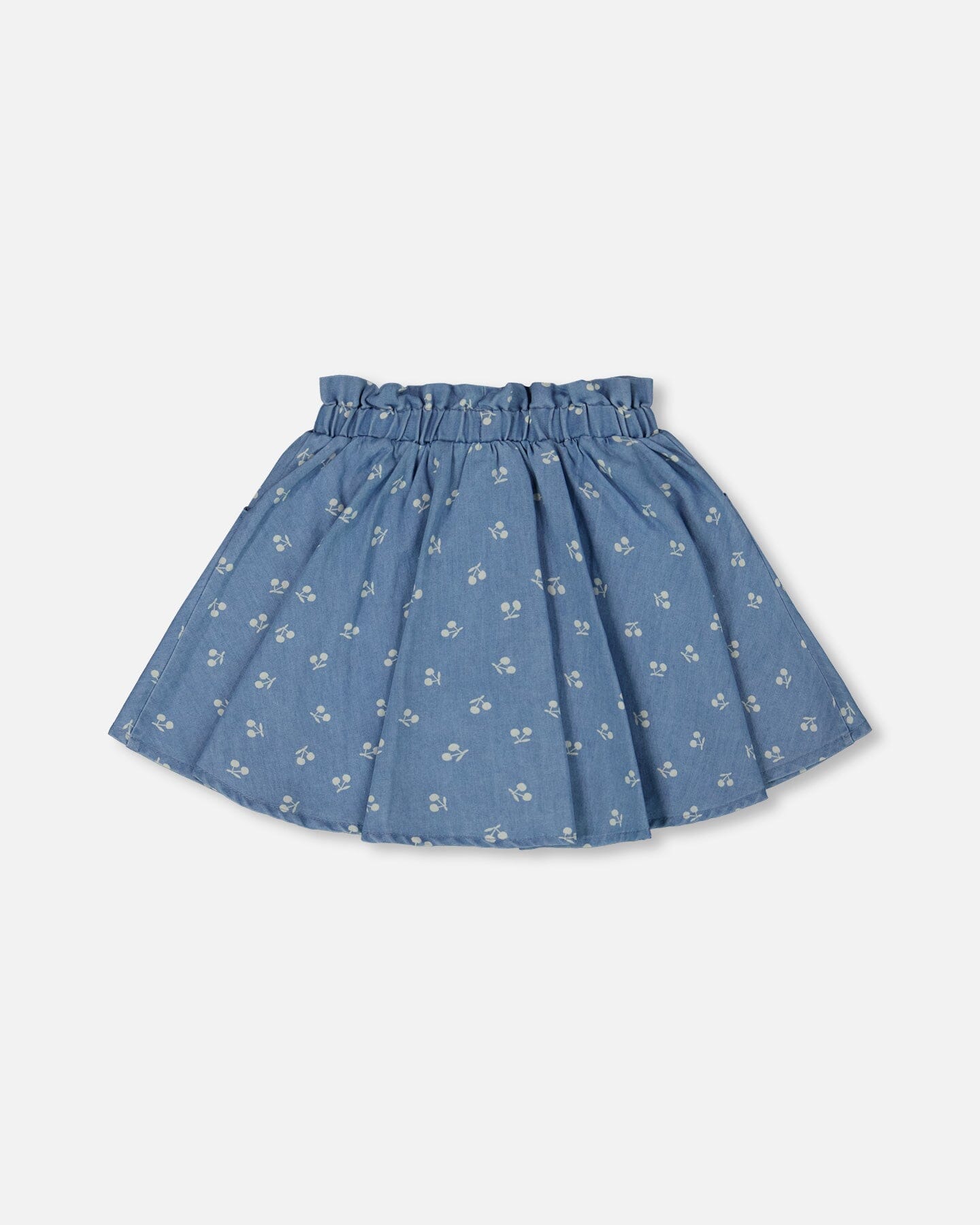 Printed Chambray Skort Blue And White Cherries-2