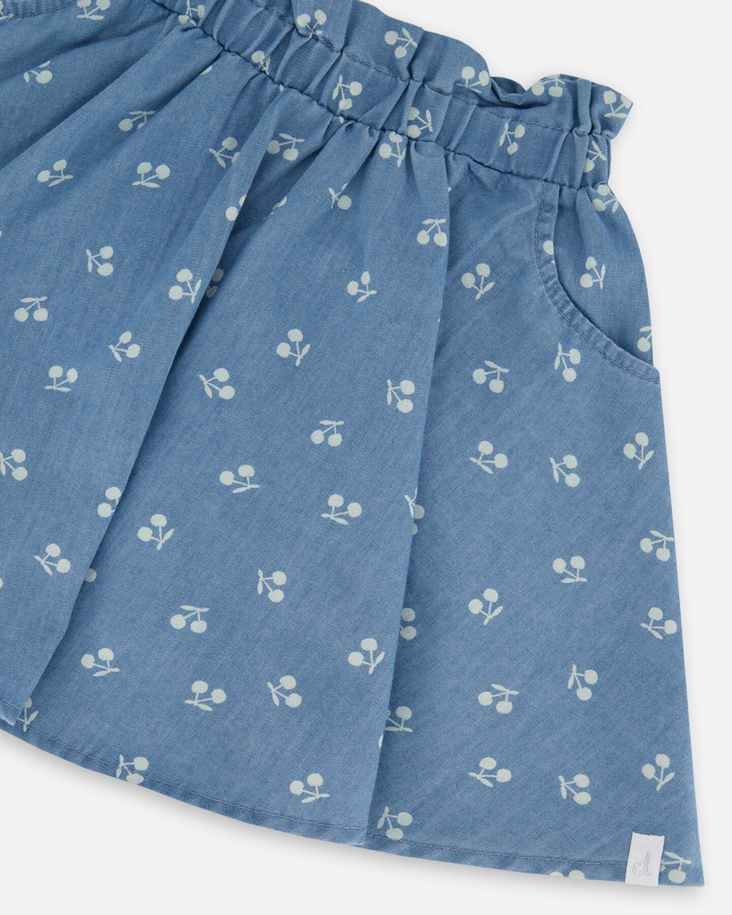 Printed Chambray Skort Blue And White Cherries-3