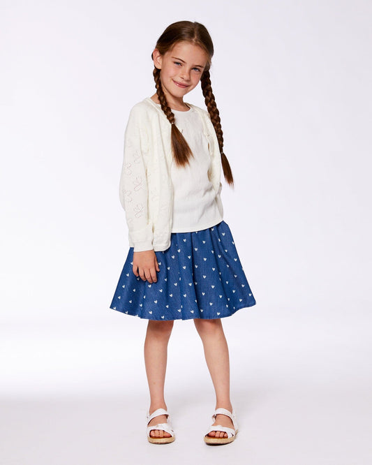 Pointelle Knit Cardigan Sweater White-1
