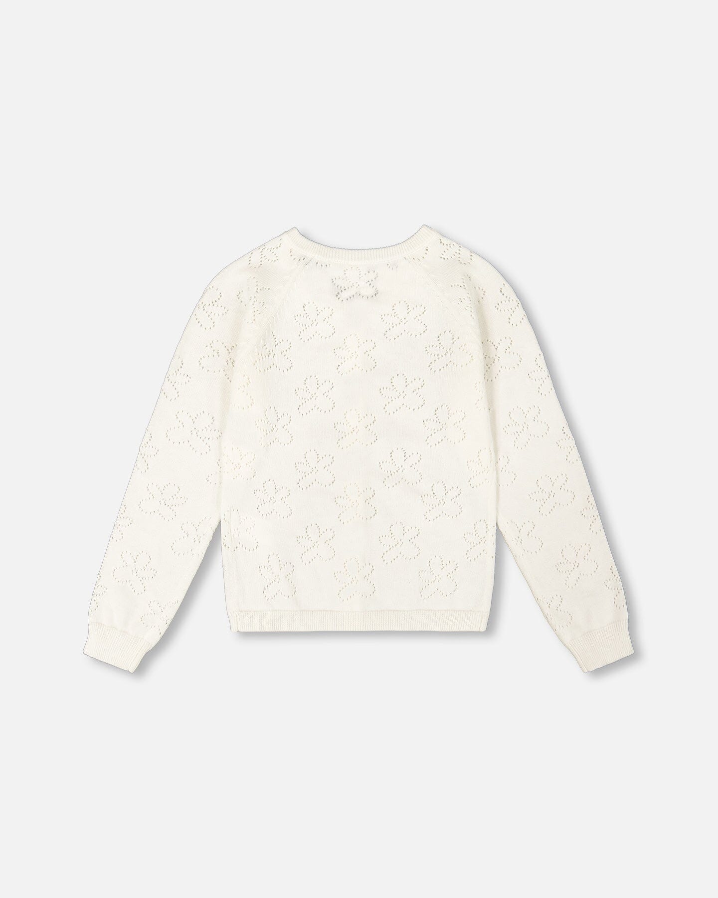 Pointelle Knit Cardigan Sweater White-2