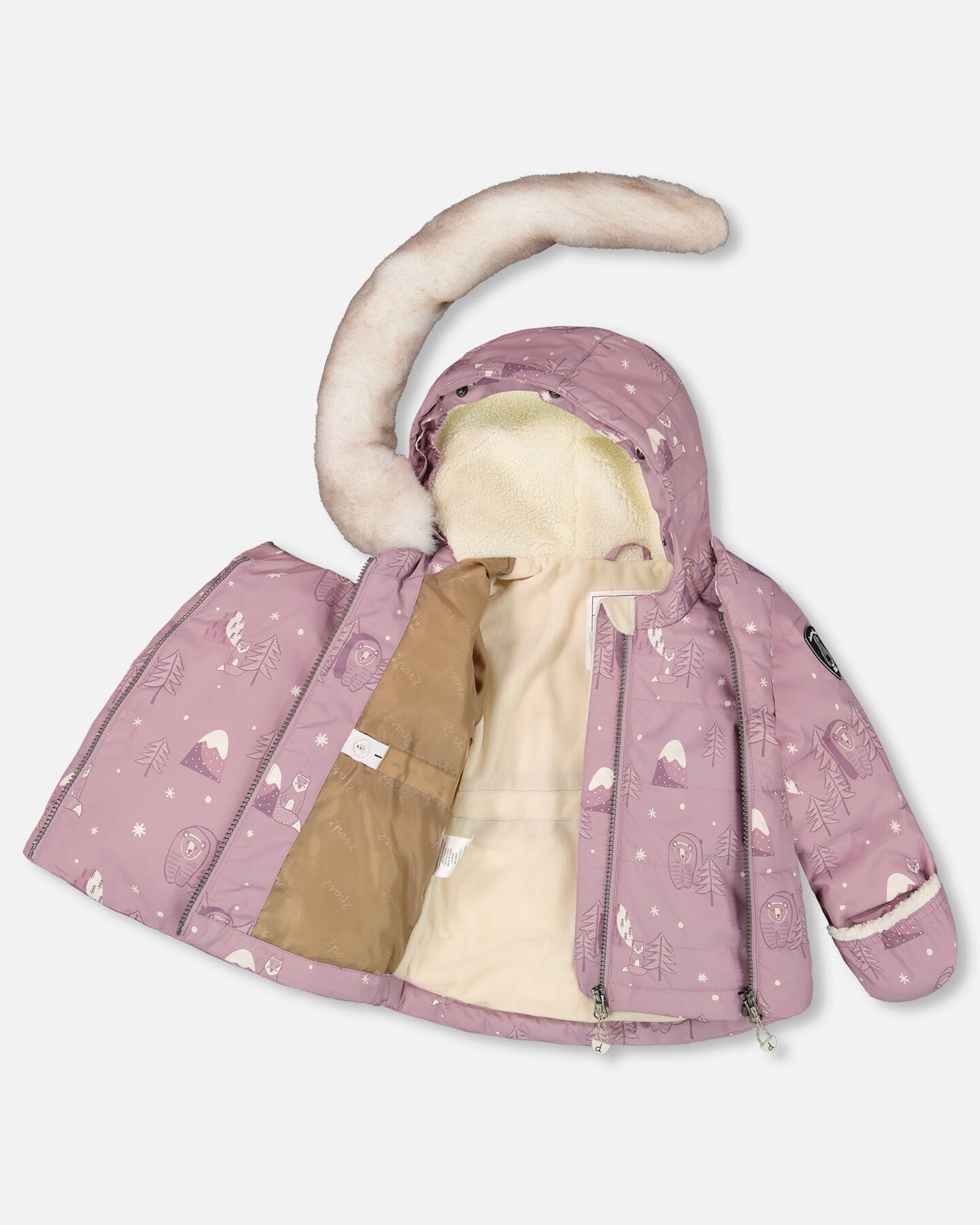 Two-Piece Baby Snug Snowsuit Purple Bear Print-2