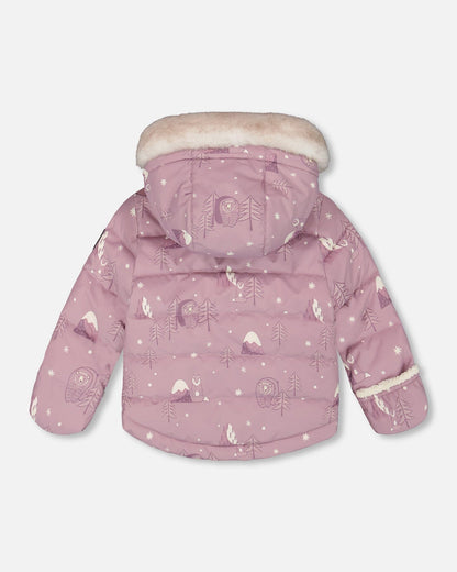 Two-Piece Baby Snug Snowsuit Purple Bear Print-3