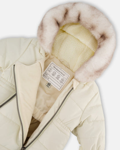 One-Piece Baby Layette Snowsuit Designed For Car Seat White Asparagus-3