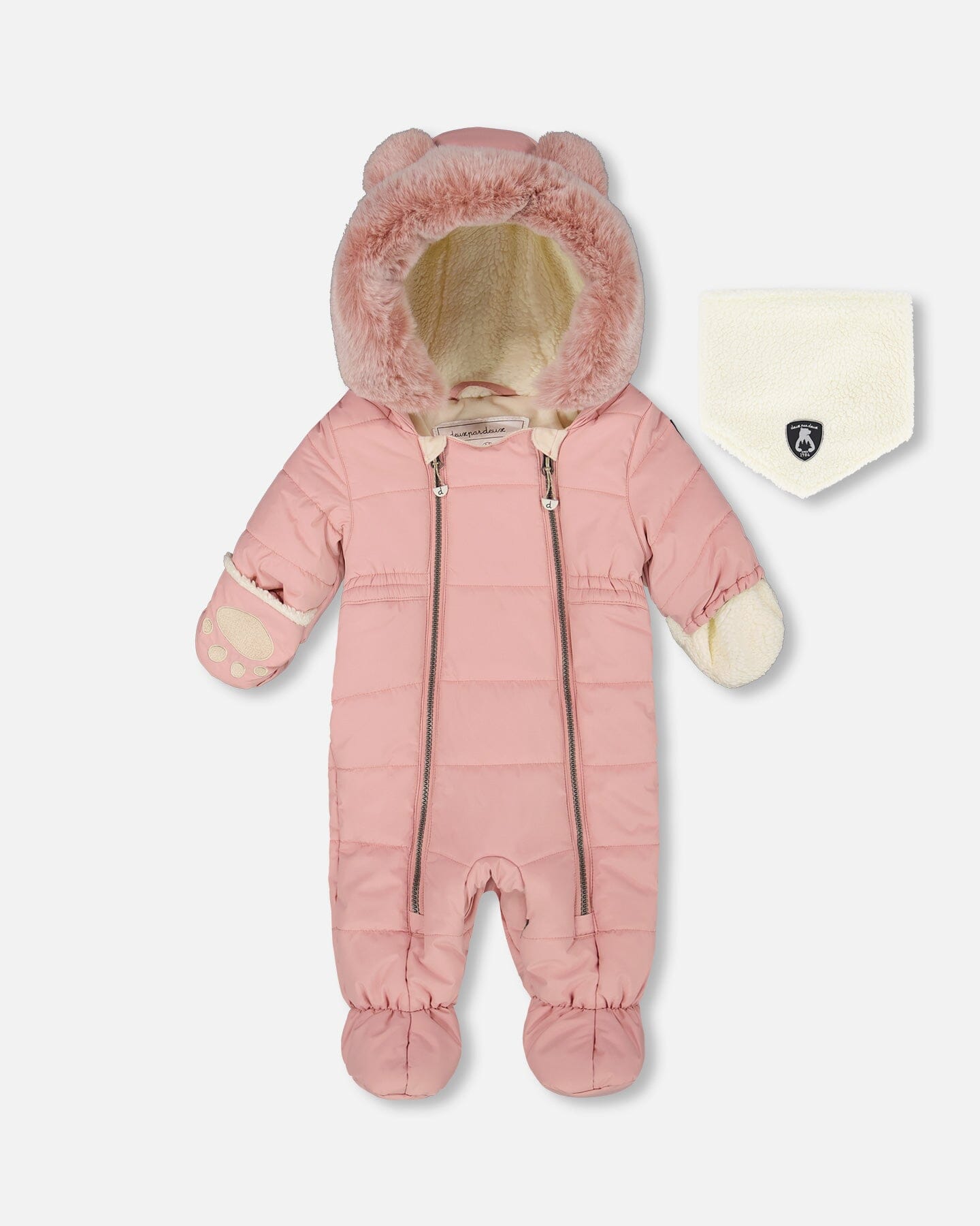 One-Piece Baby Layette Snowsuit Designed For Car Seat Dusty Pink-0