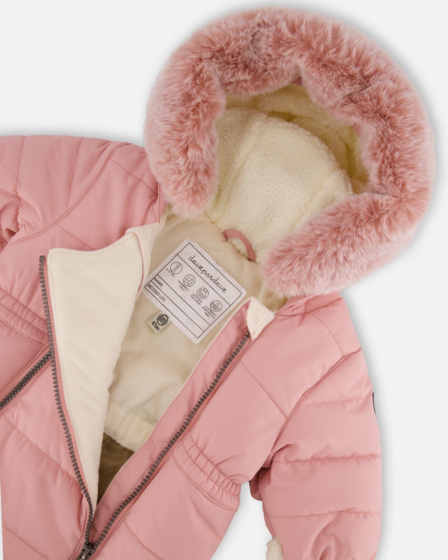 One-Piece Baby Layette Snowsuit Designed For Car Seat Dusty Pink-3