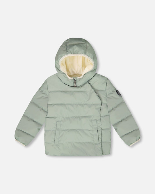Compressible Winter Puffy Coat Designed For Car Seat Sage Green-0