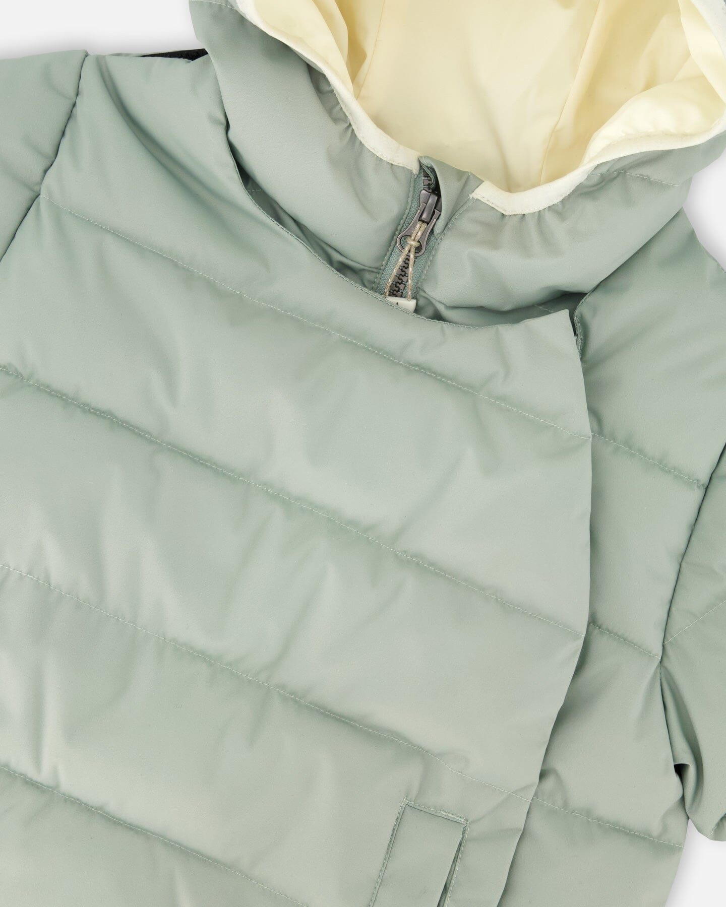 Compressible Winter Puffy Coat Designed For Car Seat Sage Green-4