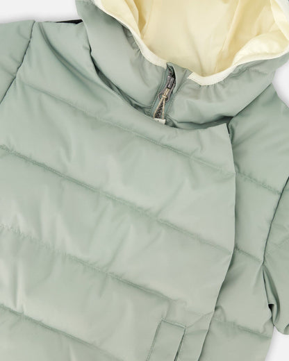 Compressible Winter Puffy Coat Designed For Car Seat Sage Green-4