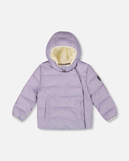 Compressible Winter Puffy Coat Designed For Car Seat Purple Gray-0