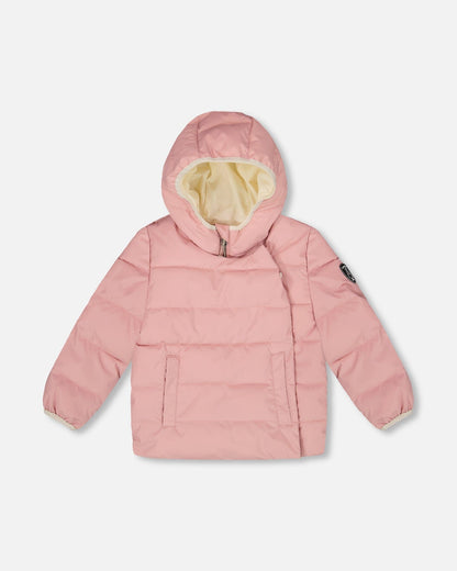 Compressible Winter Puffy Coat Designed For Car Seat Dusty Pink-0