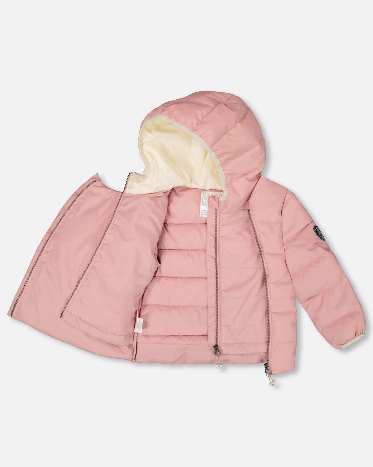 Compressible Winter Puffy Coat Designed For Car Seat Dusty Pink-3