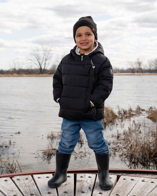 Compressible Winter Puffy Coat Designed For Car Seat Black-1