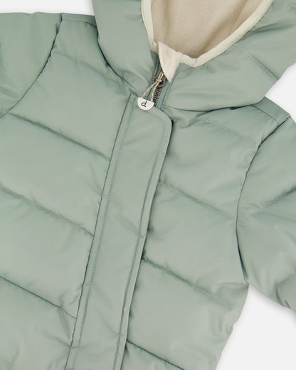 One-Piece Baby Cloud Compressible Snowsuit Designed For Car Seat Sage Green-3