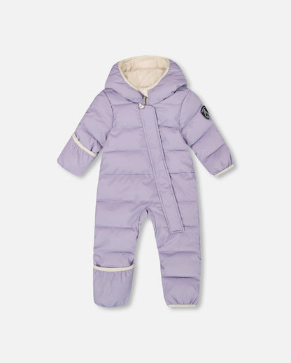 One-Piece Baby Cloud Compressible Snowsuit Designed For Car Seat Purple Gray-0
