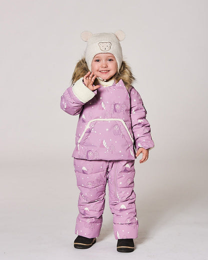 One-Piece Baby Snug Snowsuit Designed For Car Seat Purple Bear Print-1