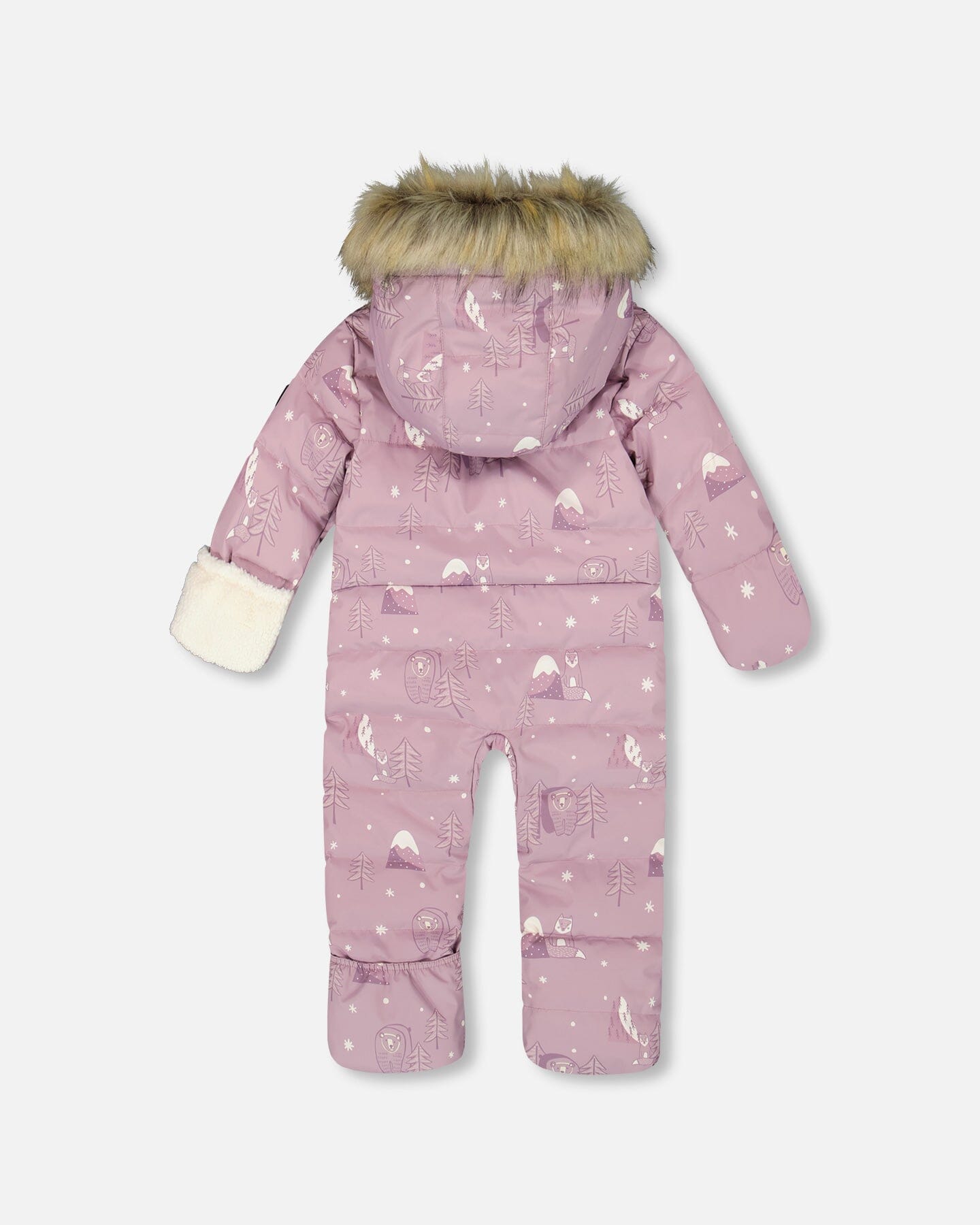 One-Piece Baby Snug Snowsuit Designed For Car Seat Purple Bear Print-3