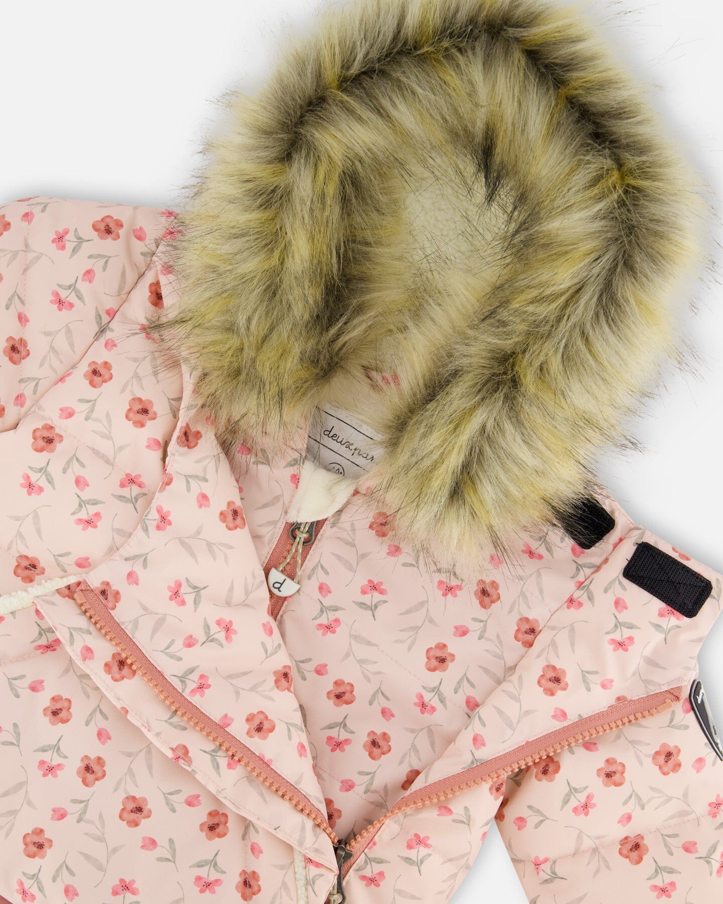 One-Piece Baby Snug Snowsuit Designed For Car Seat Pink Mini Flowers-4