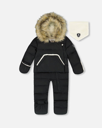 One-Piece Baby Snug Snowsuit Designed For Car Seat Black-0