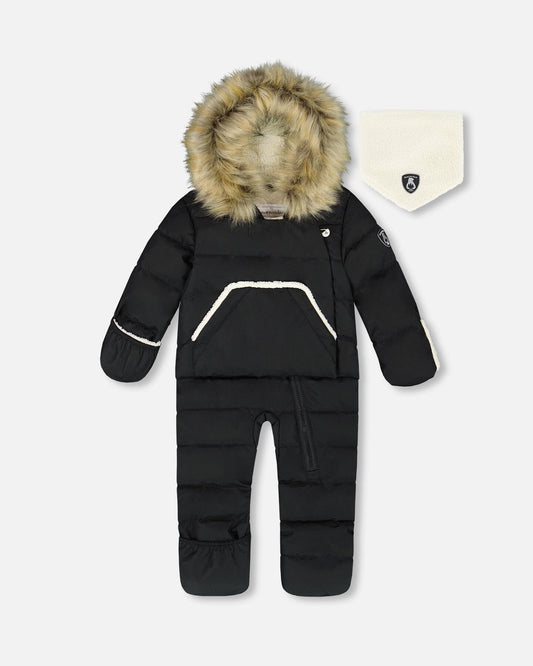 One-Piece Baby Snug Snowsuit Designed For Car Seat Black-0