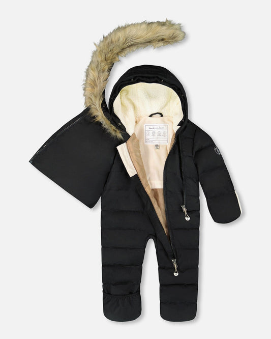 One-Piece Baby Snug Snowsuit Designed For Car Seat Black-1