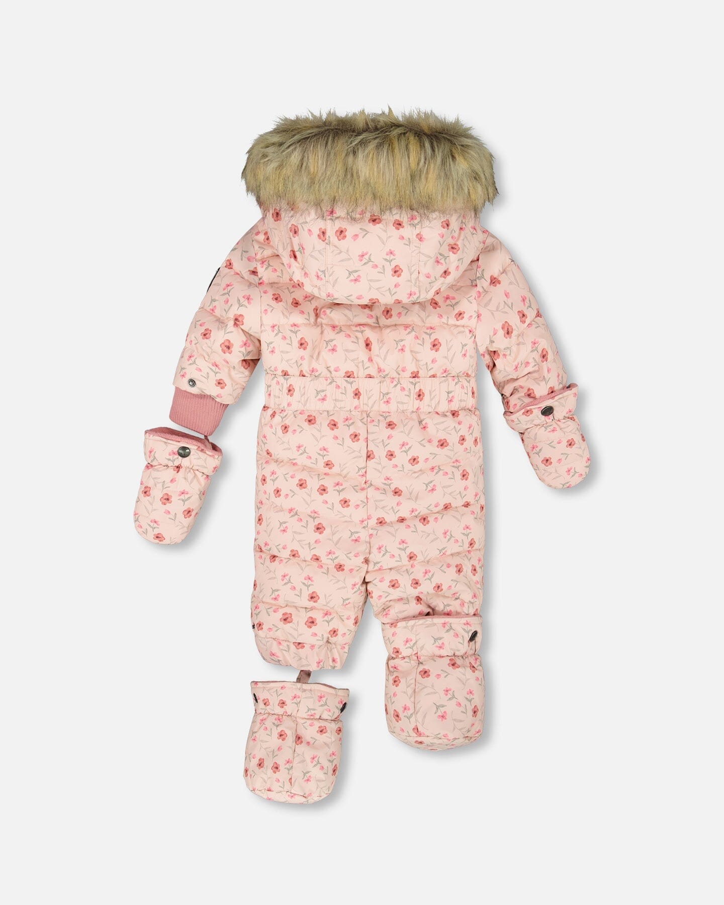 One-Piece Baby Original Puffy Snowsuit Pink Mini Flowers-3