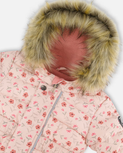 One-Piece Baby Original Puffy Snowsuit Pink Mini Flowers-4