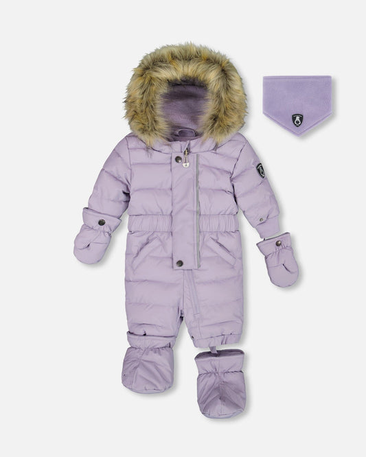 One-Piece Baby Original Puffy Snowsuit Purple Gray-0