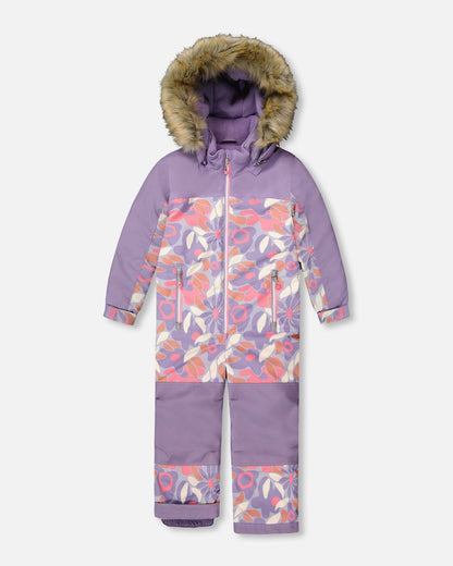 One-Piece Discover Snowsuit Lilac Retro Flower Print-0