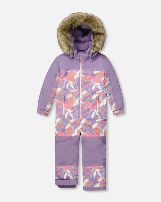 One-Piece Discover Snowsuit Lilac Retro Flower Print-0