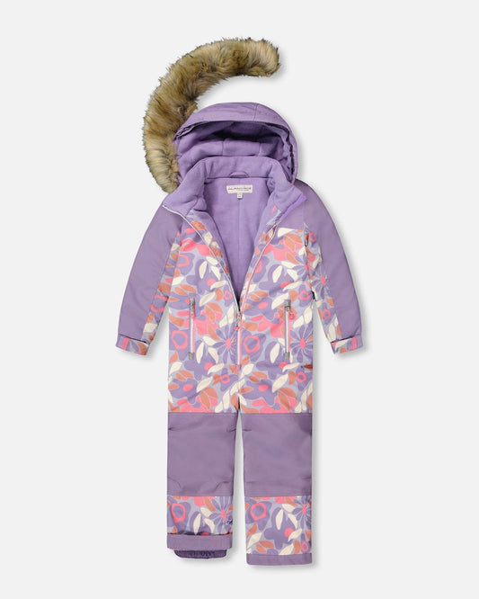 One-Piece Discover Snowsuit Lilac Retro Flower Print-1
