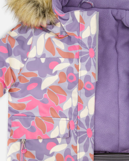 Two-Piece Discover Snowsuit With Printed Jacket Purple Gray-2