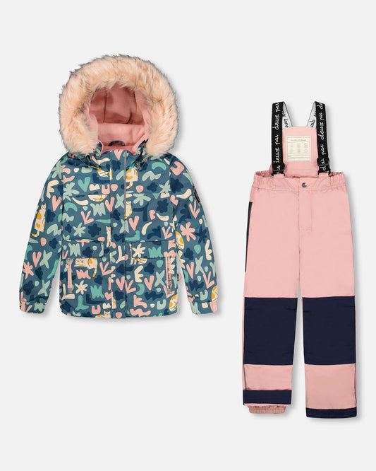 Two-Piece Discover Snowsuit With Printed Jacket Dusty Pink-0
