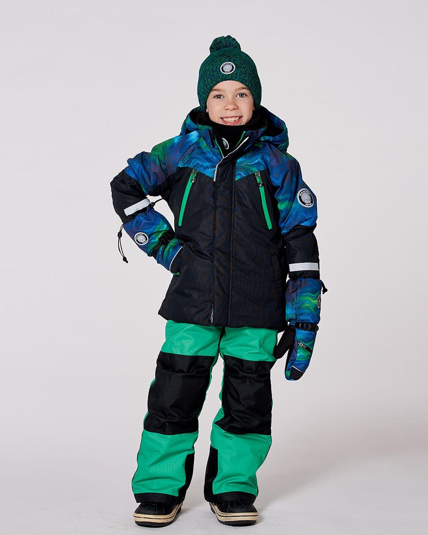 Two-Piece Play Snowsuit With Colorblocked Jacket Green-1