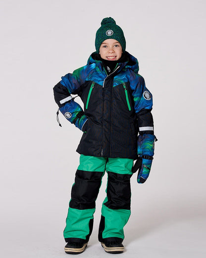 Two-Piece Play Snowsuit With Colorblocked Jacket Green-1