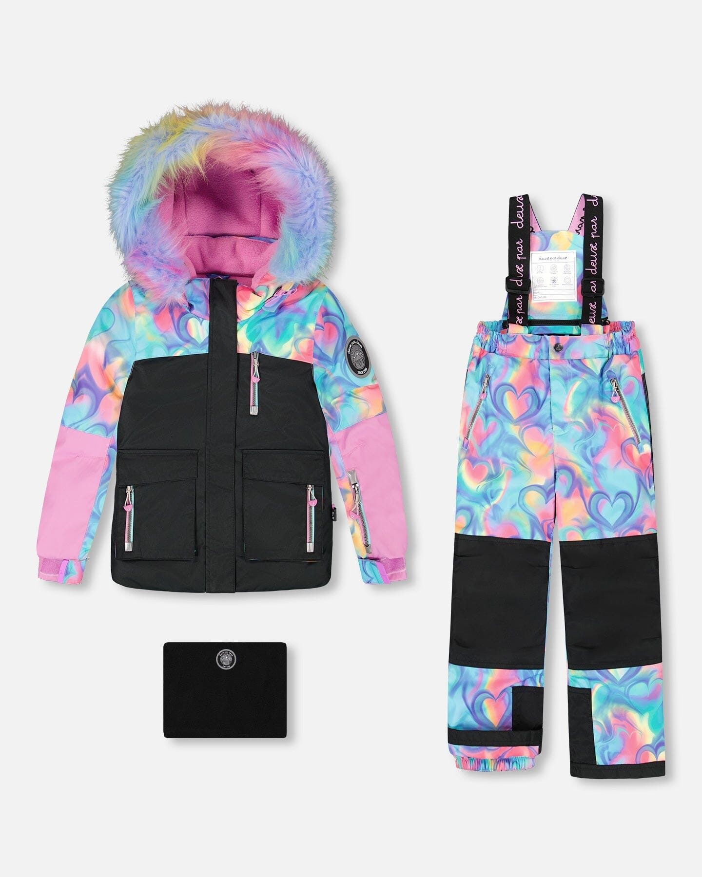 Two-Piece Play Snowsuit Rainbow Heart Print-0